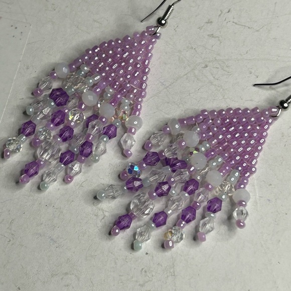 Crystal Lavender Statement Earrings – 3.5” - Picture 1 of 3